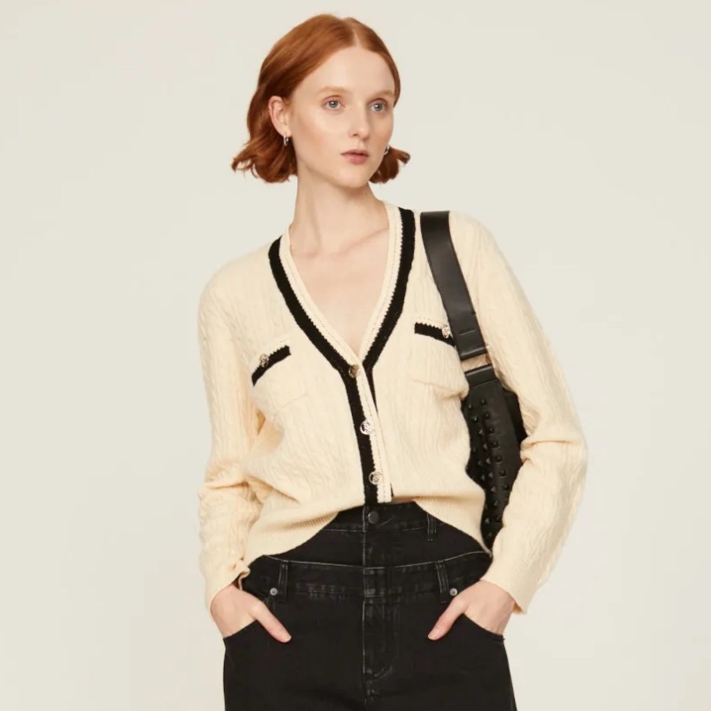 Sandro Mercredi Cable Knit Cardigan